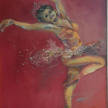 Painting titled "Bailarina II" by Ana Maria Fernandes (A.fe), Original Artwork, Oil Mounted on Wood Stretcher frame
