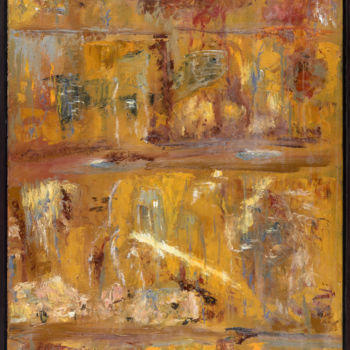 Painting titled "Ocre" by Ana Guerrero, Original Artwork, Oil Mounted on Wood Panel