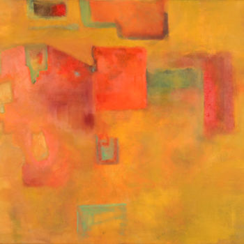 Painting titled "Naranja y Amarillo" by Ana Guerrero, Original Artwork, Oil Mounted on Wood Panel