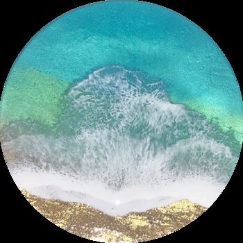 Painting titled "Round ocean #38" by Ana Hefco, Original Artwork, Acrylic Mounted on Wood Panel