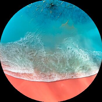 Schilderij getiteld "Round ocean #53" door Ana Hefco, Origineel Kunstwerk, Acryl Gemonteerd op Houten paneel