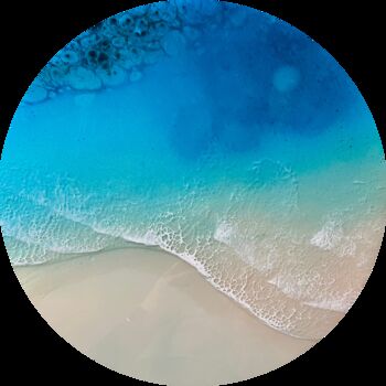Malerei mit dem Titel "Round ocean #68" von Ana Hefco, Original-Kunstwerk, Acryl Auf Holzplatte montiert