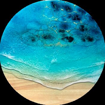 Картина под названием "Round ocean #79" - Ana Hefco, Подлинное произведение искусства, Акрил Установлен на Деревянная панель