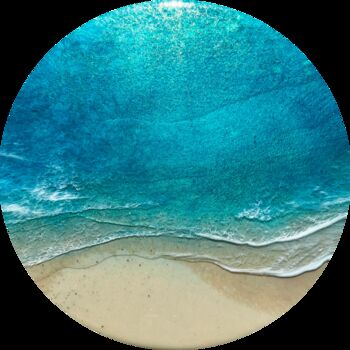 Painting titled "Round Ocean #84" by Ana Hefco, Original Artwork, Acrylic Mounted on Wood Panel