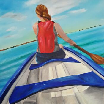Peinture intitulée "Summer Canoeing" par Ana Isabel Neto, Œuvre d'art originale, Acrylique