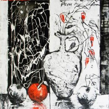 Peinture intitulée "Красное яблоко" par Ana Ivancina, Œuvre d'art originale