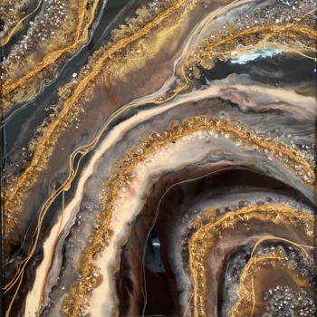 Painting titled "Melted lines" by Ana Maksimova, Original Artwork, Resin