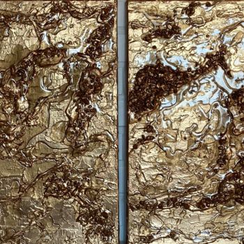Painting titled "Water on gold" by Ana Maksimova, Original Artwork, Resin