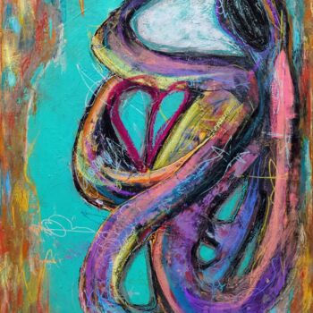 Картина под названием "virtual hug" - Ana Maria Guta, Подлинное произведение искусства, Акрил Установлен на Деревянная рама…
