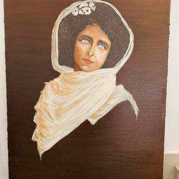 Painting titled "Maria" by Ana-Maria Roman, Original Artwork, Oil Mounted on Wood Panel