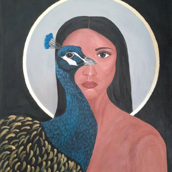 Painting titled "REBIRTH" by Ana Noronha, Original Artwork, Acrylic Mounted on Wood Stretcher frame