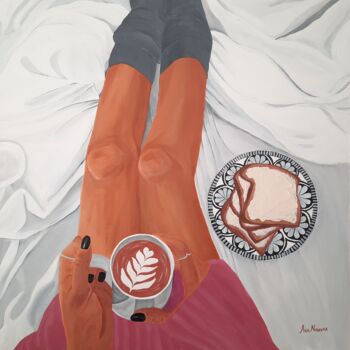 Malerei mit dem Titel "BREAKFAST IN BED" von Ana Noronha, Original-Kunstwerk, Acryl