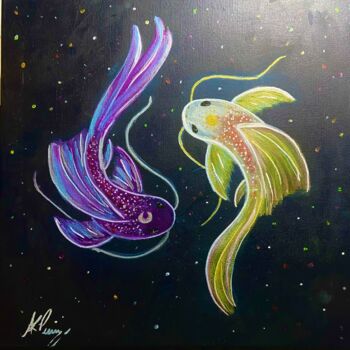 Картина под названием "Yin Yang- moon sun" - Ana Livia Perin Costa (naliviz Art), Подлинное произведение искусства, Акрил Ус…