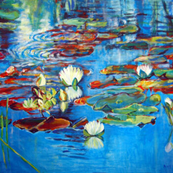 Schilderij getiteld "Water lilies" door Ana Smarz, Origineel Kunstwerk, Acryl