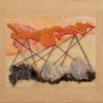 Colagens intitulada "De hilos y lanas" por Ana María Beaulieu, Obras de arte originais, Colagens