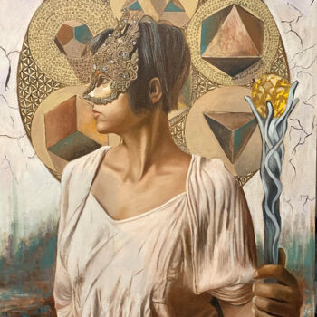 Schilderij getiteld "Euclidiana" door Anabella Silvia Chalu, Origineel Kunstwerk, Lak Gemonteerd op Andere stijve panelen