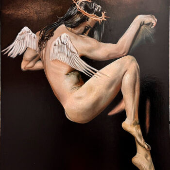 Painting titled "Cristo Angel" by Anabella Silvia Chalu, Original Artwork, Oil