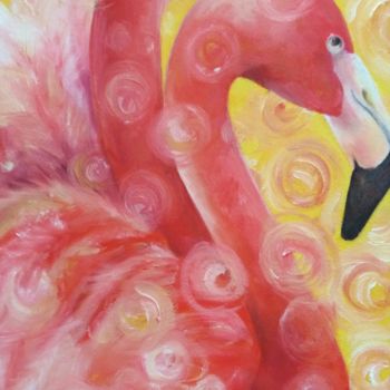 Painting titled "Flamingo" by Inna Fleisher, Original Artwork, Oil
