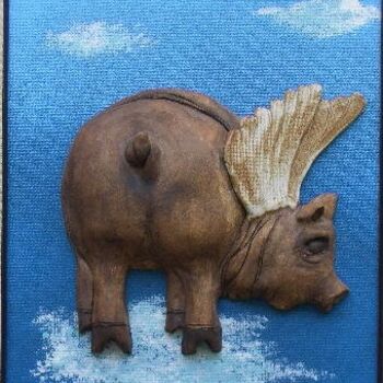 Sculptuur getiteld "Flying pig 1" door Ana Carolina Moreno, Origineel Kunstwerk