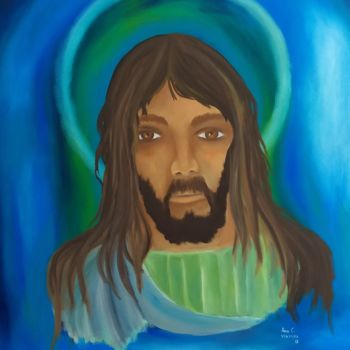 Painting titled "jesus.jpg" by Ana Cristina Ventura, Original Artwork, Oil