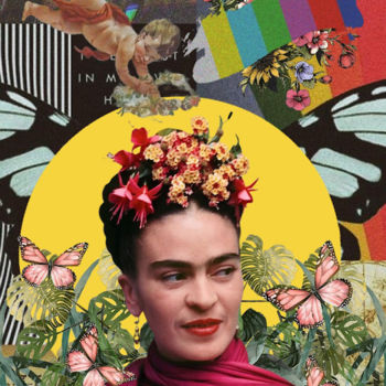 Collages getiteld "Frida Kahlo" door Lonven'S Art Collage, Origineel Kunstwerk, Collages