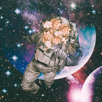 Collages getiteld "O Astronauta" door Lonven'S Art Collage, Origineel Kunstwerk, Collages
