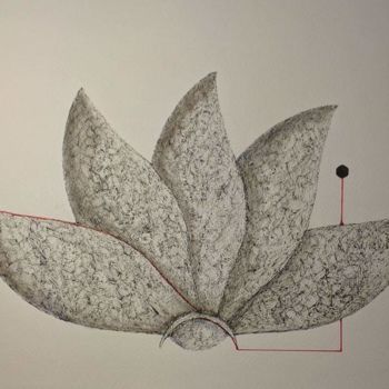Disegno intitolato "Leaves" da Ana Colombo, Opera d'arte originale, Inchiostro