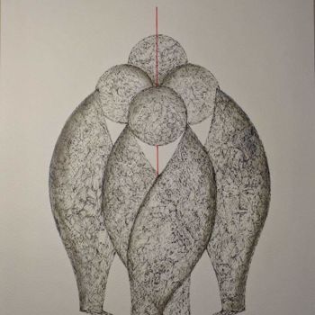 Dessin intitulée "Leaves" par Ana Colombo, Œuvre d'art originale, Encre