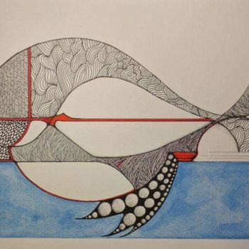 Σχέδιο με τίτλο "Sea" από Ana Colombo, Αυθεντικά έργα τέχνης, Μελάνι