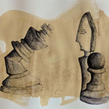 Drawing titled "The pawn, the king…" by Ana Colombo, Original Artwork, Ink