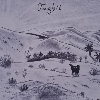 Dessin intitulée "Les dunes de Taghit" par Anael Hoffschneider, Œuvre d'art originale, Crayon