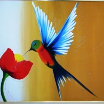 Pintura intitulada "beija flor do brasil" por Laurindo Joao Dos Santos Lauro, Obras de arte originais
