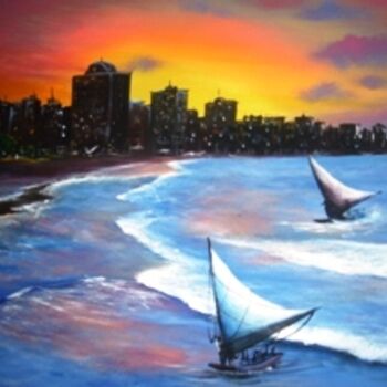 Pintura intitulada "avenida beira mar d…" por Laurindo Joao Dos Santos Lauro, Obras de arte originais