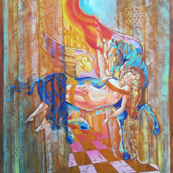 Painting titled "Rise" by Anahit Mirijanyan, Original Artwork, Oil Mounted on Wood Stretcher frame