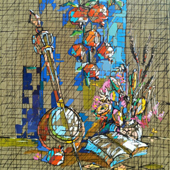 Malarstwo zatytułowany „Pomegranate and Mel…” autorstwa Anahit Mirijanyan, Oryginalna praca, Olej Zamontowany na Drewniana r…