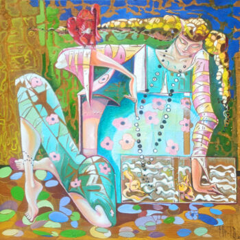 Peinture intitulée "The Dreaming Muse" par Anahit Mirijanyan, Œuvre d'art originale, Huile Monté sur Châssis en bois