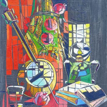 Painting titled "Still life with Arm…" by Anahit Mirijanyan, Original Artwork, Oil Mounted on Wood Stretcher frame