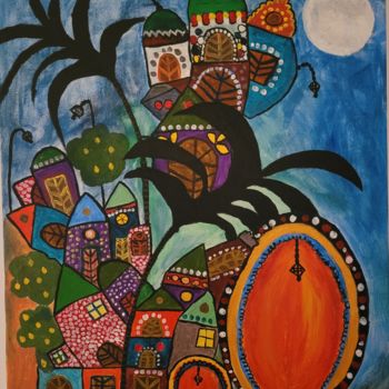 Malerei mit dem Titel "Muscat At Night" von Anahita, Original-Kunstwerk, Acryl