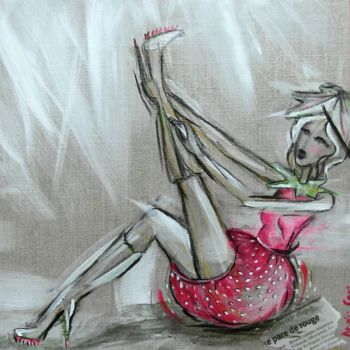 Malarstwo zatytułowany „La fraise se pare d…” autorstwa Anaïs Cart, Oryginalna praca, Akryl