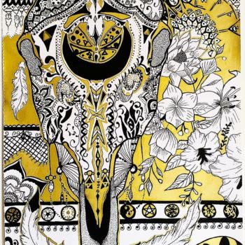 Dessin intitulée "Horse skull "Let Me…" par Anaïs Lr, Œuvre d'art originale, Marqueur