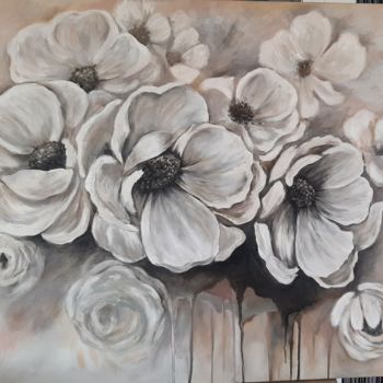 Pintura intitulada "White flowers" por Ana Isac, Obras de arte originais, Óleo
