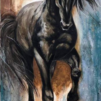 Painting titled "Horse_" by Ana Isac, Original Artwork, Oil