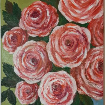 Peinture intitulée "roses" par Ana Isac, Œuvre d'art originale, Huile