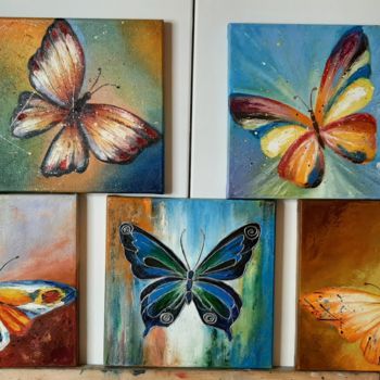 Картина под названием "butterflies" - Ana Isac, Подлинное произведение искусства, Масло