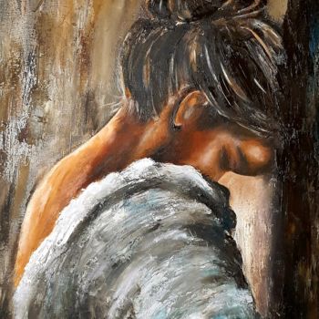 Painting titled "Girl." by Ana Isac, Original Artwork, Oil