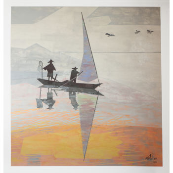 Painting titled "Zen Fishermen" by Anaïse Nolan, Original Artwork
