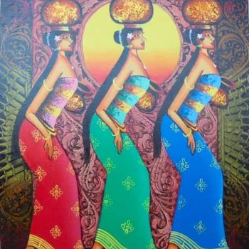 Peinture intitulée "Balinese Dancer" par Dwi Wuryaningsih, Œuvre d'art originale