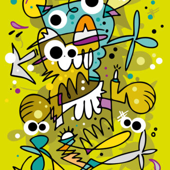 Цифровое искусство под названием "Crazy Carnival #6 -…" - Koen Haarbosch, Подлинное произведение искусства, Чернила