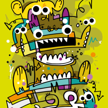 Digital Arts titled "Crazy Carnival #8 -…" by Koen Haarbosch, Original Artwork, Spray paint