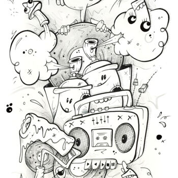 Drawing titled "Meanwhile... in the…" by Koen Haarbosch, Original Artwork, Ink